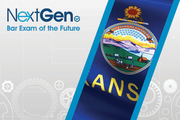 Kansas flag and NextGen Bar Exam of the Future logo
