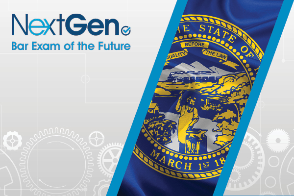 NextGen Bar Exam of the Future logo and state of Nebraska flag
