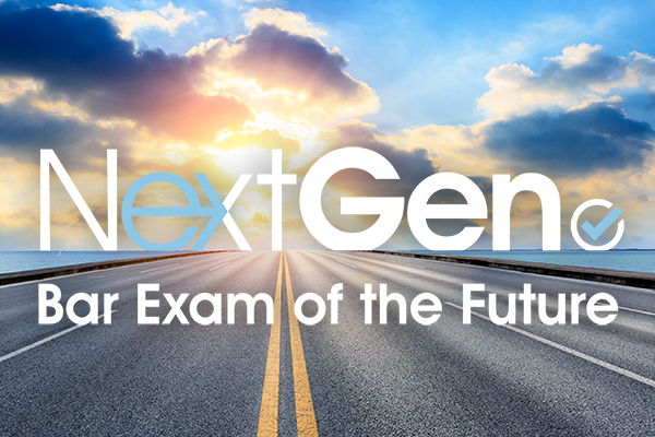 NextGen Bar Exam of the Future empty asphalt highway and blue sea nature landscape at sunset