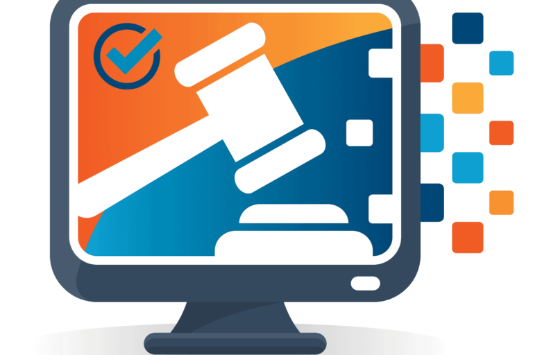 Image of a gavel on a computer screen